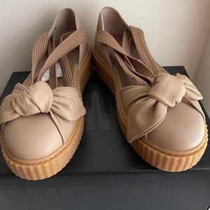 Rihanna Tan Bow Creepers